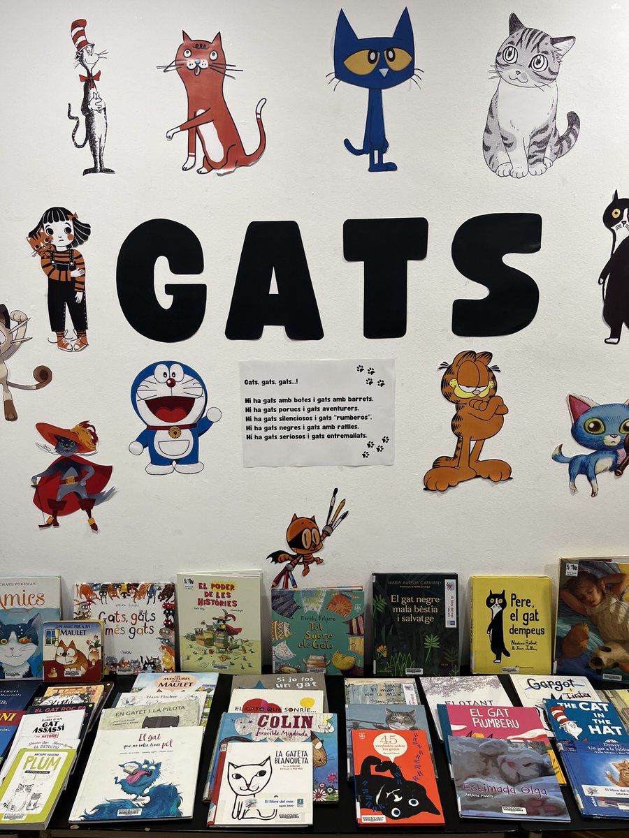 Gats, gats, gats...! Hi ha #gats amb botes i gats amb barrets. Hi ha gats porucs i gats aventurers. Hi ha gats silenciosos i gats 'rumberos'. Hi ha gats negres i gats amb ratlles. Hi ha gats seriosos i gats entremaliats. Si t'agraden, vine a la #SalaInfantil de @Bibliovendrell!