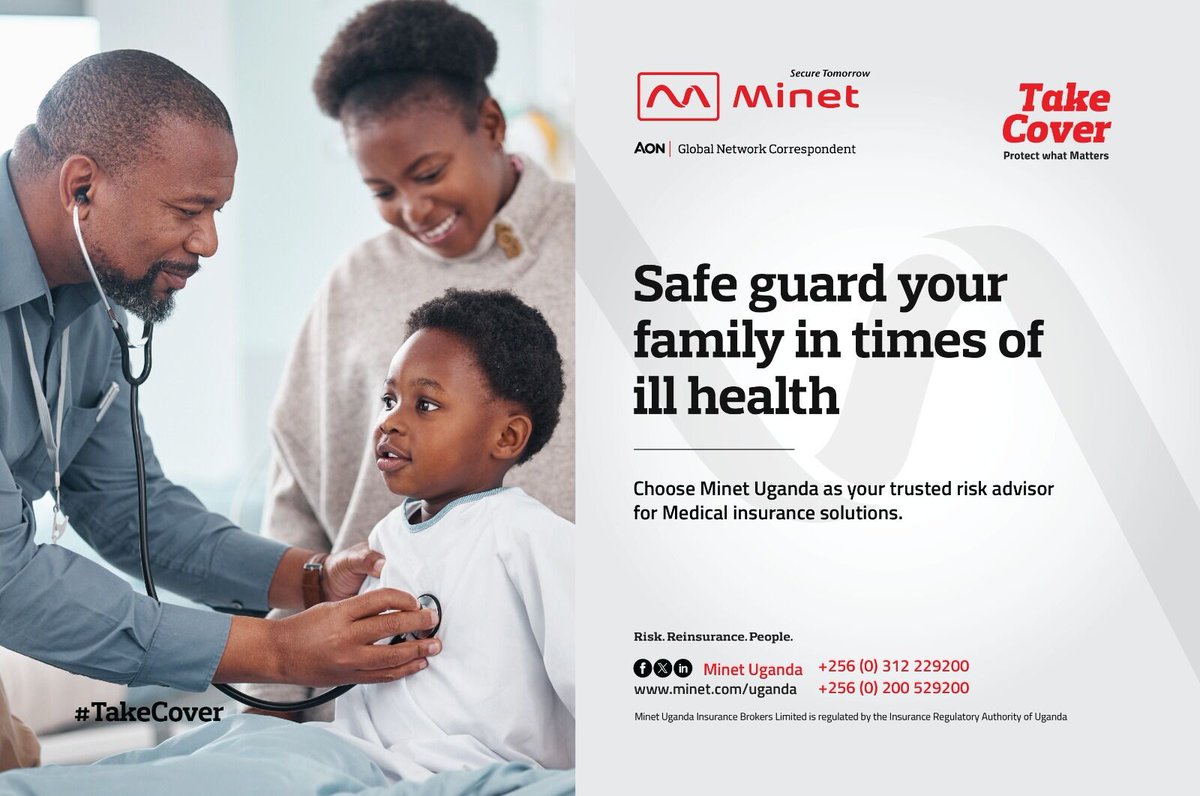Minet Uganda - Safe guard your family in times of ill health. To find out the right medical cover for your family, get in touch with us today: +256-312-229-200 or +256-200-529-200 Or send us an email at info@minet.co.ug #MinetUganda #MedicalInsurance