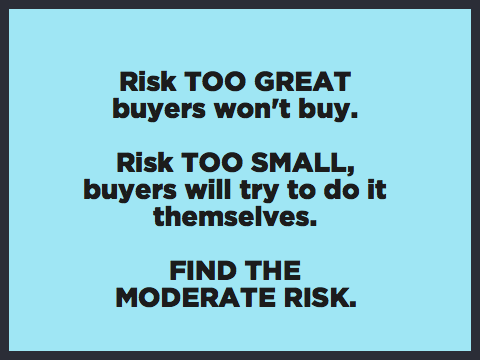 Risk too great, buyers won’t buy. Risk too small, buyers try to do it themselves. Find the moderate risk. #salestips #bestsalestips