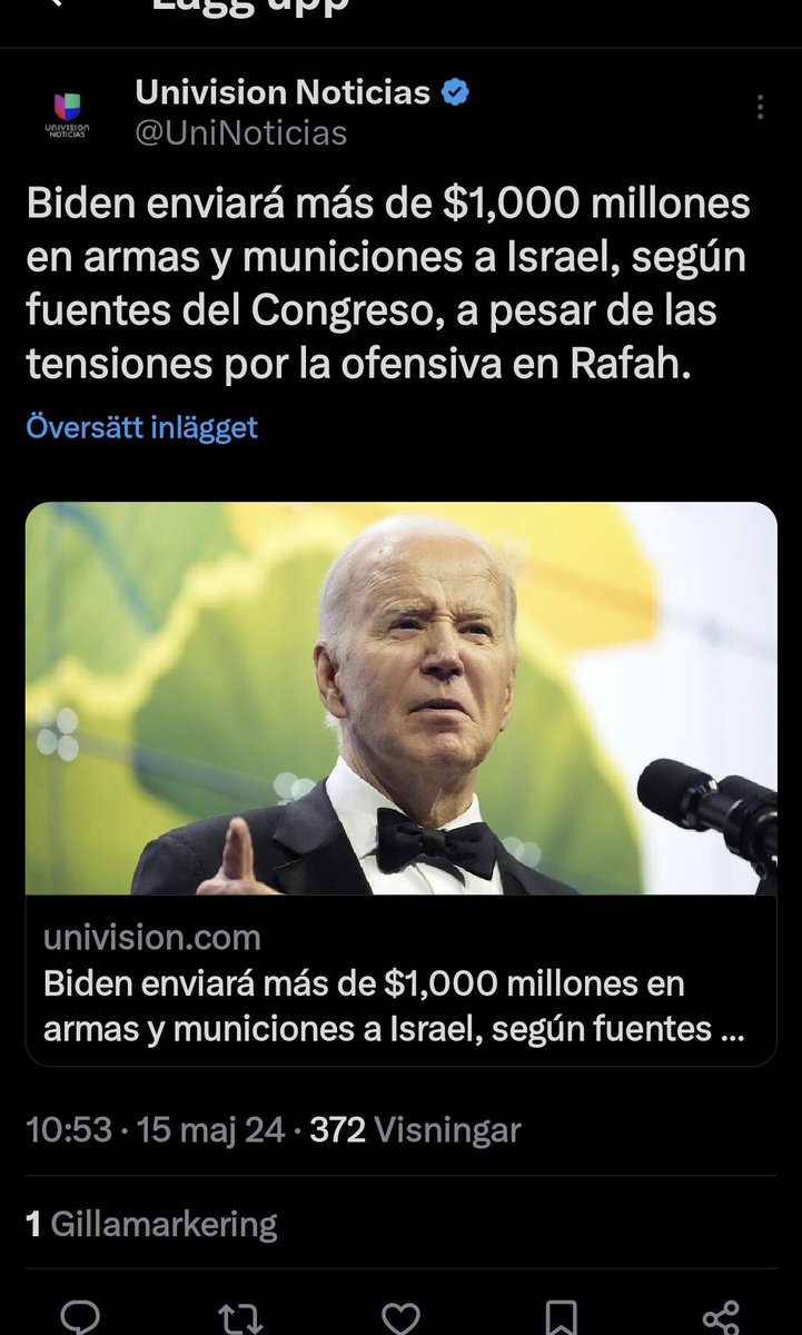 Estas ayuda de armas y municiones de parte de Estados Unidos a Israel para asesinar bebés y mujeres le costará la reelección a Biden. Quizás el pueblo estadounidense le cobrará por hacer parte del genocidio.