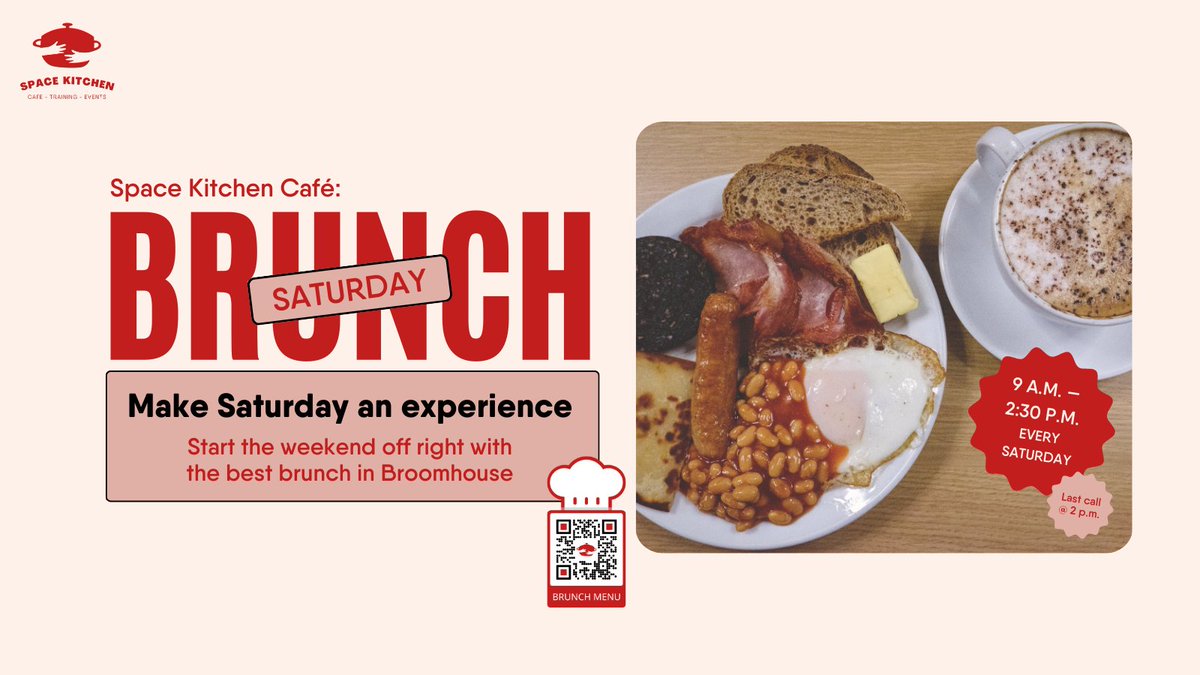 🍽️ #SpaceKitchenCafe is serving up a fresh #brunch menu, with plenty of room to catch up over a cuppa. 🥐 Swing by every #Saturday from 9 a.m. to 2 p.m. for a taste of something different. 🤤 Make Saturday an experience.