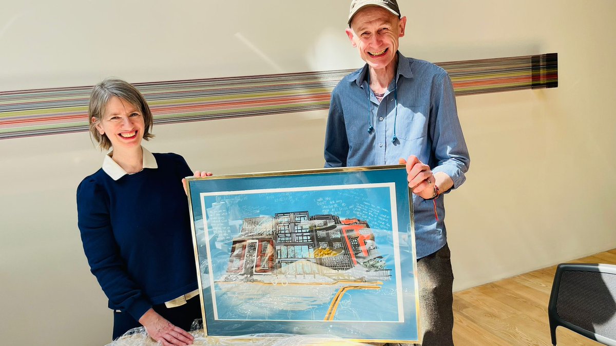 A really beautiful artwork by our own @DavidTovey1975 depicting the @CGF_UK office which was our home for our first 4 years. He is presenting it to Director @louisa_cgf as a thank you for nurturing and supporting us going back to 2012 when the idea of AHI was born