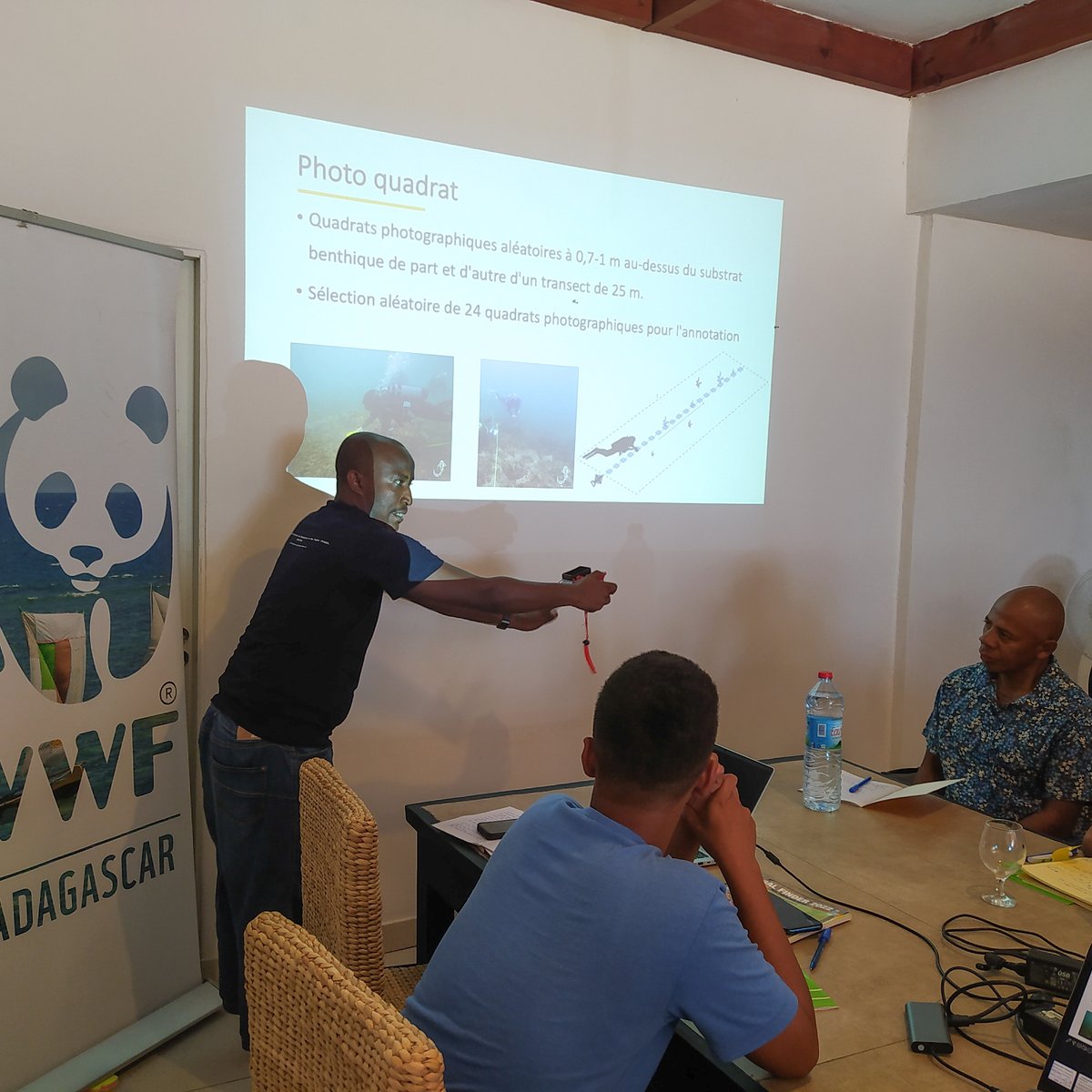 cordioea's tweet photo. This month, CORDIO's @aboud_swaleh & Joshua Rambahiniarison lead a survey of Madagascar's southwest reefs. 🪸🪸🪸
First up: building local capacity for the effort to establish the status of the island nation's reefs in the wake of #massbleaching. 🤿🪸🌊
Many thanks to @wwf_mada https://t.co/kLqKyaGln9