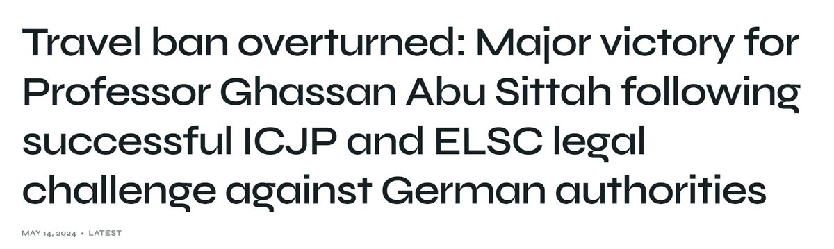 Lifting Schengen ban against @GhassanAbuSitt1 is great news, congrats to @ICJPalestine, @elsclegal & all involved: icjpalestine.com/2024/05/14/tra… Still, chilling that one was imposed in the first place. EU governments should stop the crimes in #Gaza, not those denouncing them.