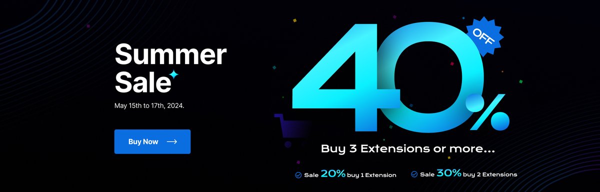 magezonvn's tweet image. 💥 HOT: SALE UP TO 40% ALL EXTENSIONS 🔥
👉 Time: May 15 - 17 (GMT+7)
👉 Discount: 20% off 1 extension, 30% off 2 extensions, 40% off 3 and more
👉 Purchase now: magezon.com/magento-2-exte…
#magezon #magento2 #Magento2Extension #sale