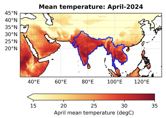 Tout au long du mois d'avril et jusqu'en mai 2024, des records de chaleur extrême ont eu des répercutions mortelles au Moyen-Orient et sur le continent asiatique. À Gaza, la chaleur extrême a aggravé les conditions de vie de 1,7 million de personnes déplacées (source : WWA)
