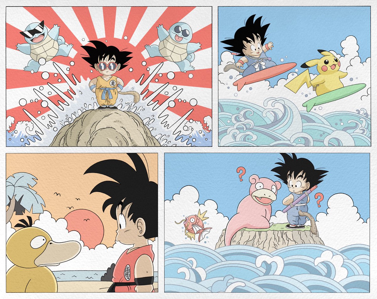 Goku at the beach 🏖️ #dragonball #pokemon