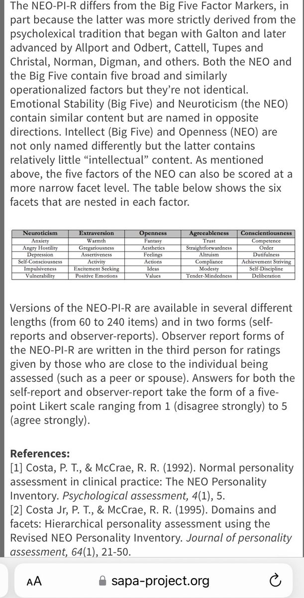 NEO-PI-R 

Neuroticism - DI VASA 💦😡🙅‍♀️ (neurotic is galet kasi DI VASA ang pool)

Extraversion - GAWA PE 🏀 (extravert makes PE vid reqt)

Openness - FAFA VI 👨 (dad who is adventurous)

Agreeableness - SACet MaTa 👀

Conscientiousness - COD SAD 📦🙁 (a sad conscientious person)