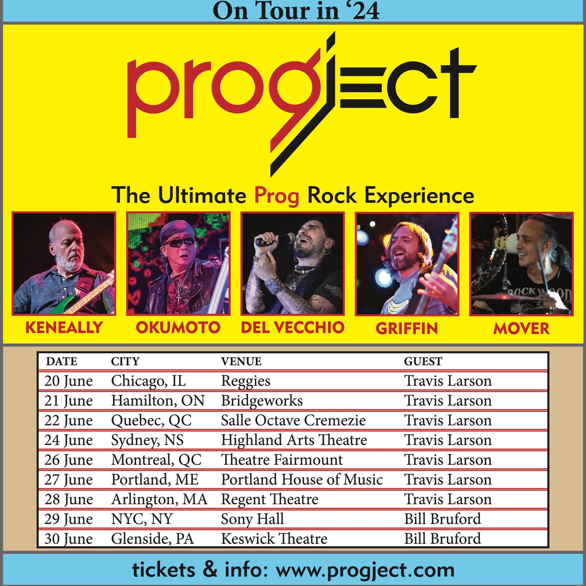 Happy to finally announce the dates for the first of two US/Canadian legs this year - June, and then out again late October - November.
Ticket links and details are on progject.com ! #prog #progrock <a href="/MikeKeneally/">Mike Keneally</a> <a href="/RyoOkumoto/">Ryo Okumoto</a> <a href="/petegriffinbass/">Pete Griffin</a>