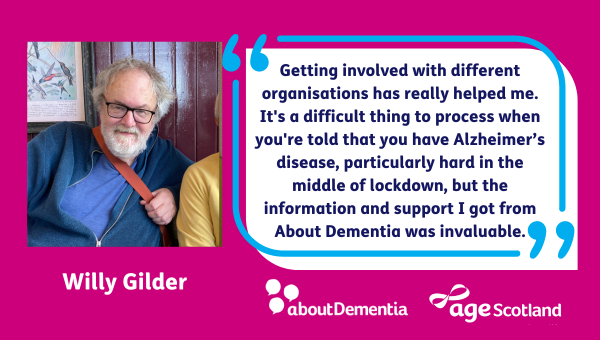 This #DementiaActionWeek we spoke to @willygilder01 to find out more about some of the misconceptions surrounding Dementia, as well as using his role as an activist to inspire others to live well with dementia. Read the blog👉agescotland.org.uk/news/1154-abou…