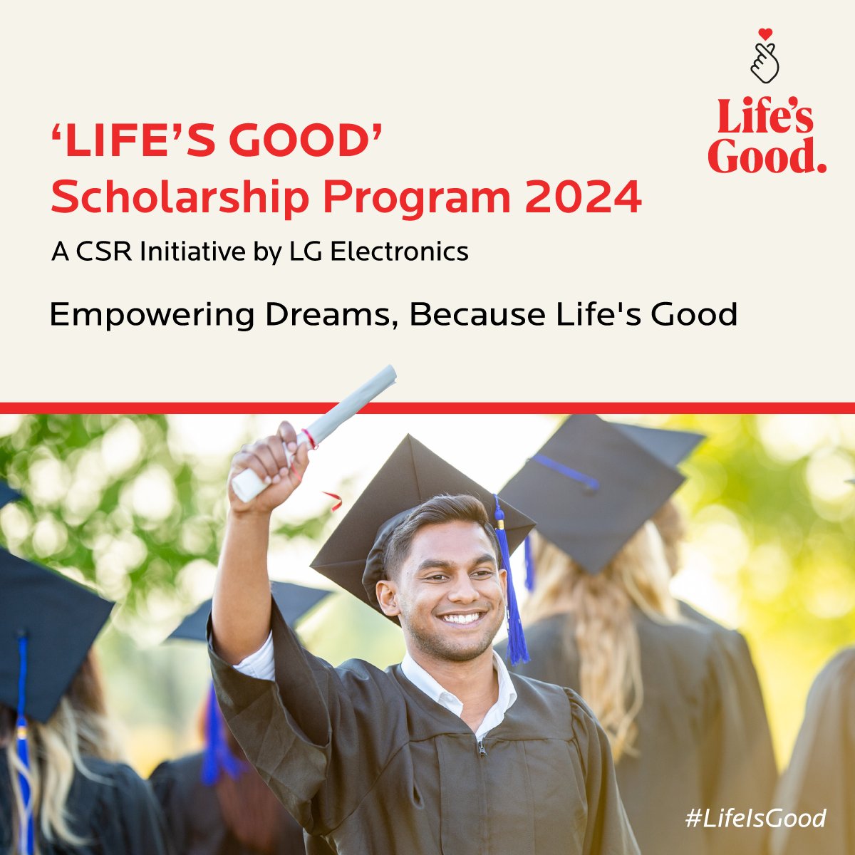 Applications for LG Electronics' ‘LIFE’S GOOD’ Scholarship Program 2024 (Phase 1) are now OPEN! Apply now! b4s.in/a/tt_LGIGS1_20… #Scholarships #lifeisgood