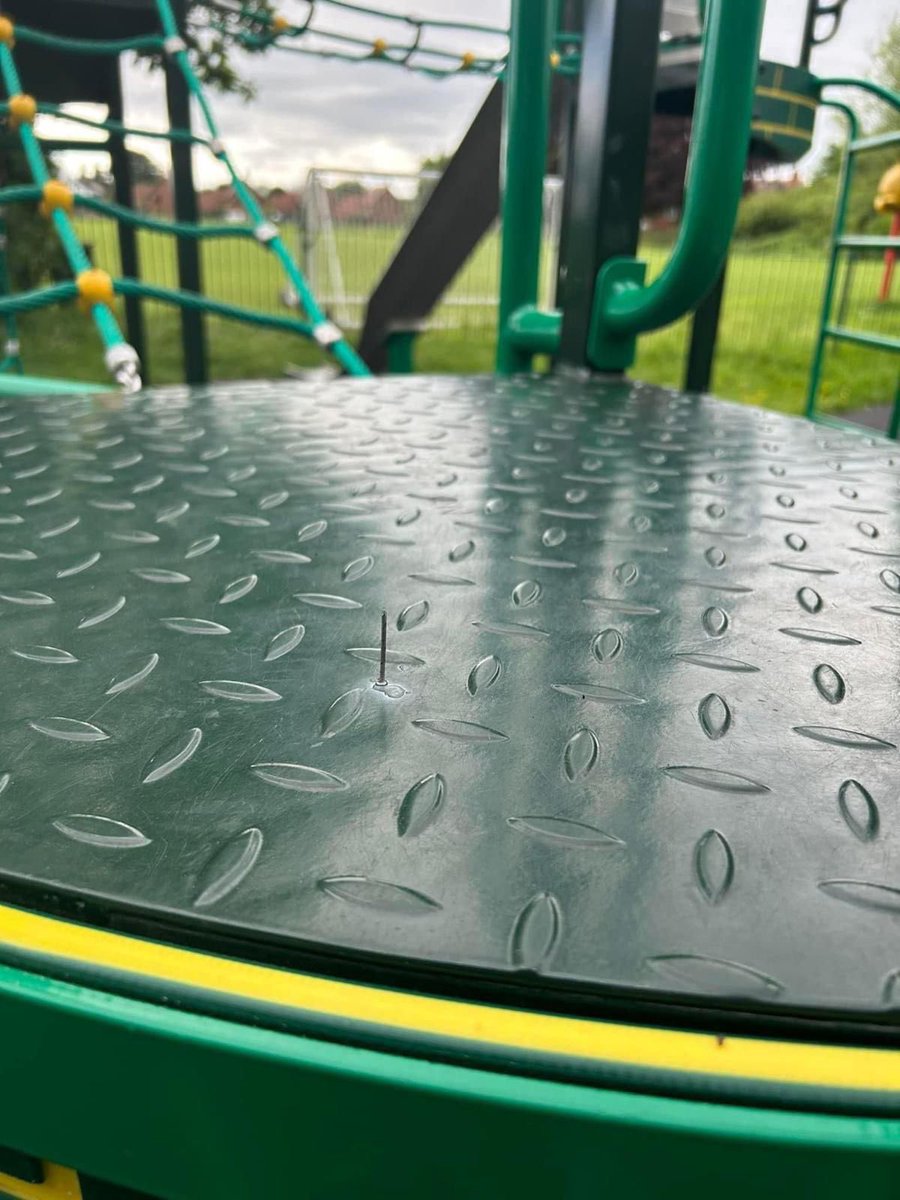 Sent to me on WhatsApp from a school group in Ladbroke Grove. Utterly horrified that this is going on in central London parks & playgrounds. Parents, be vigilant & check the play equipment before letting your child use it. You can report any sabotage with the borough directly