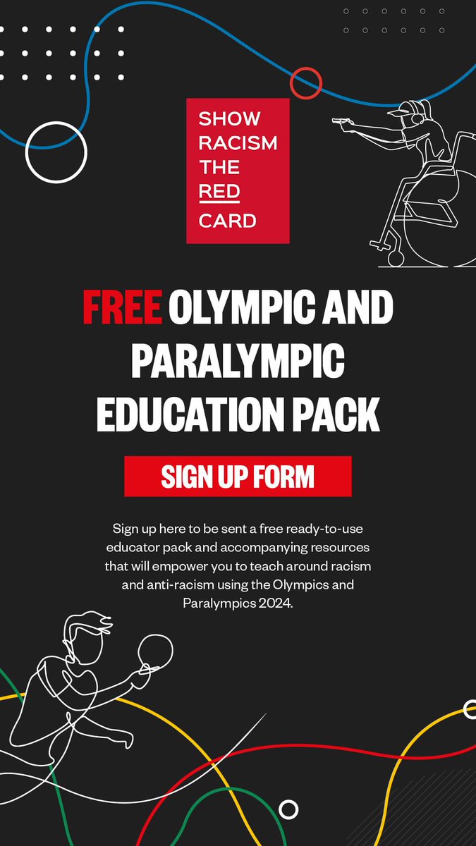 Sign up here to be sent a free ready-to-use educator pack and accompanying resources that will empower you to teach around racism and anti-racism using the Olympics and Paralympics 2024: bit.ly/3QzfY48