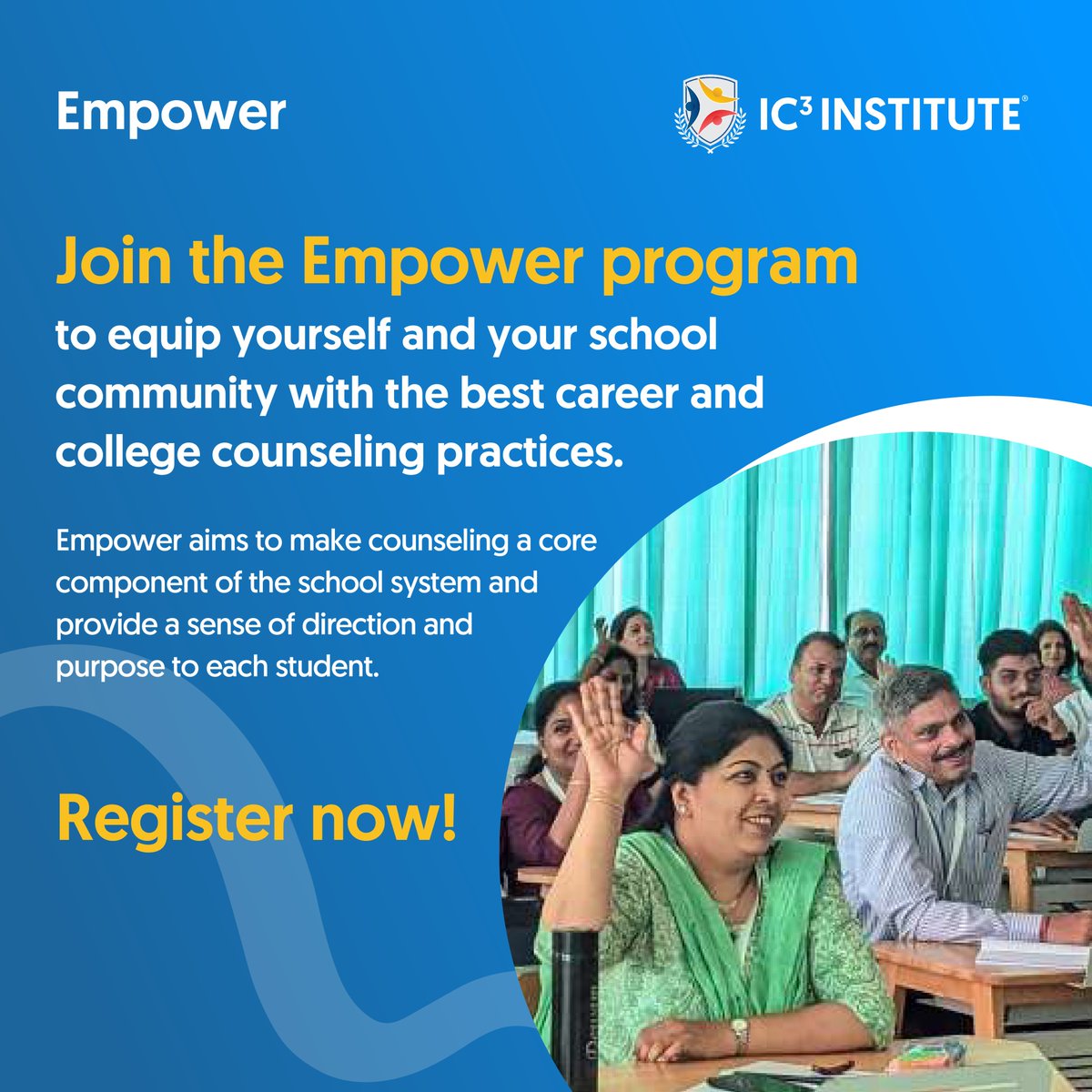 Registrations are open for the upcoming cohort of the Empower program. It equips educators with the latest tools and insights for effective career and college counseling. You can elevate the impact within your  school community. 
ic3institute.org/empower-progra…