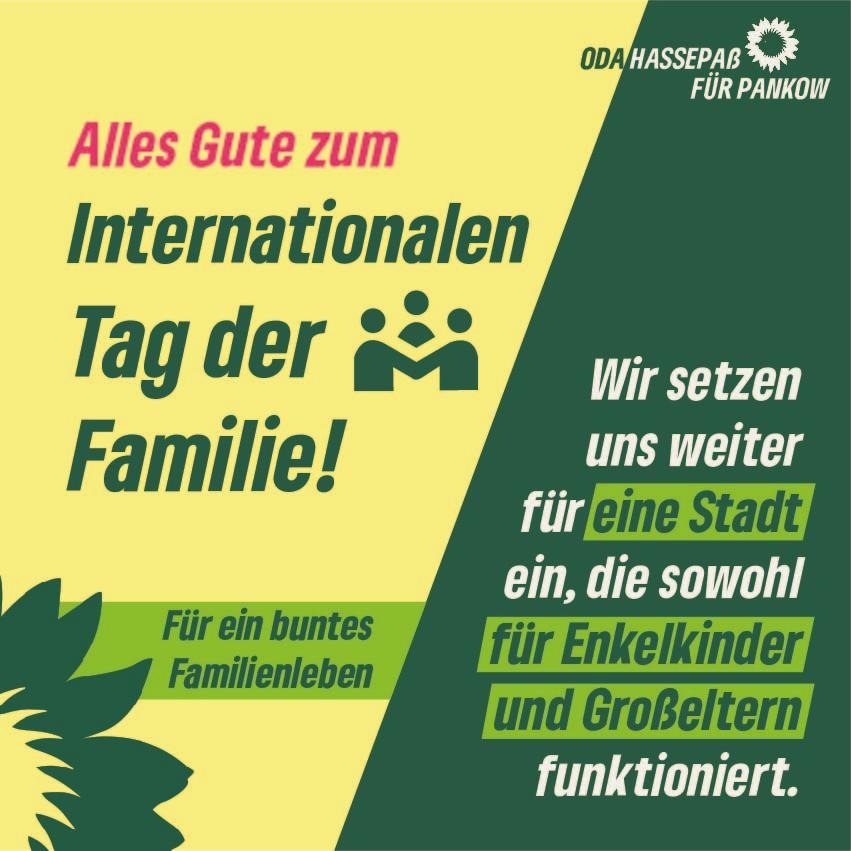 Alles Gute zum internationalen #TagderFamilie. Wir setzen uns weiter für eine Stadt ein, die sowohl für #Enkelkinder als auch #Großeltern funktioniert. Für ein buntes Familienleben in #Berlin.