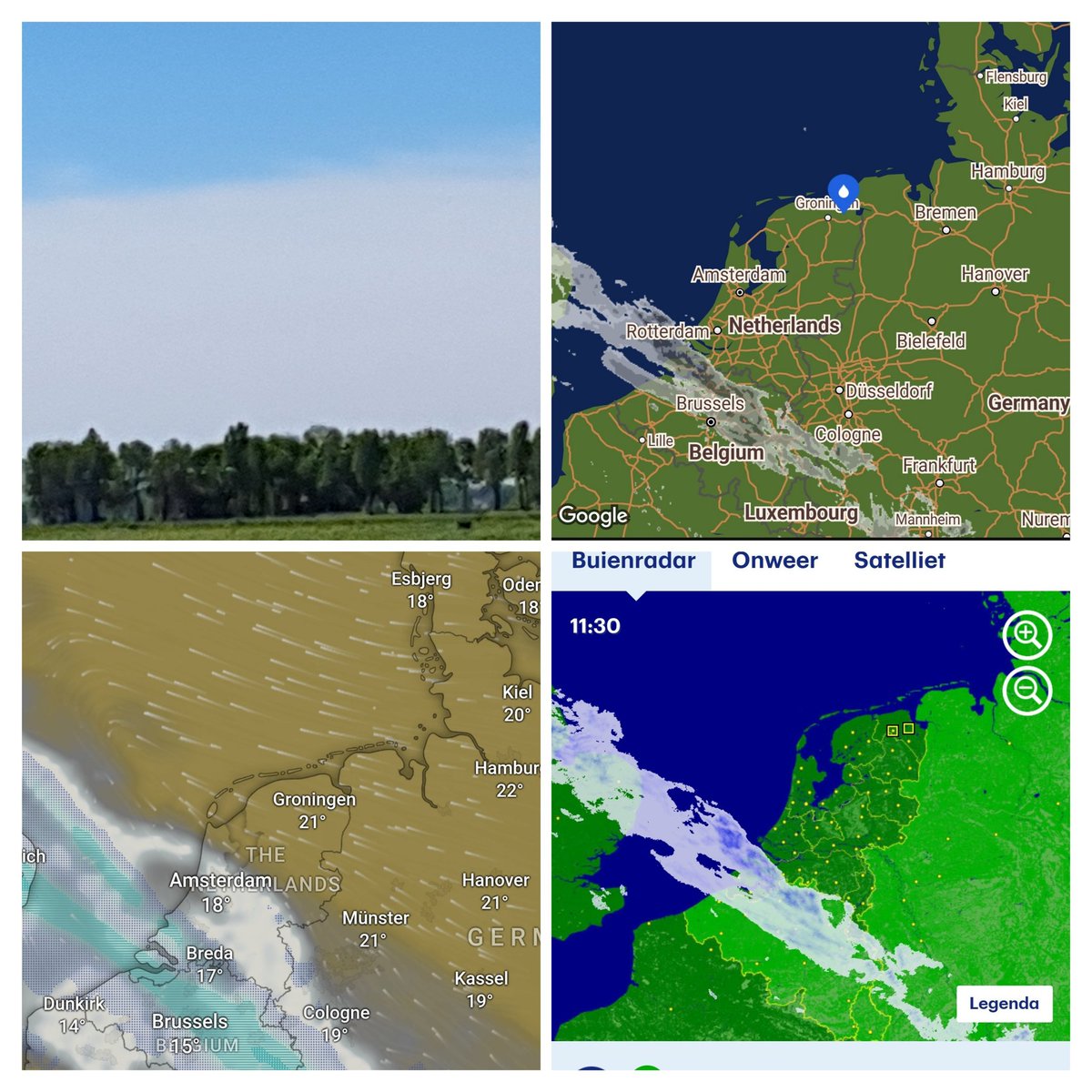 Waarom zien drie verschillende weerapps de bewolking boven Groningen niet??