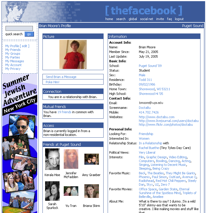 TheFacebook profile UI design in 2005

#WebDesignHistory