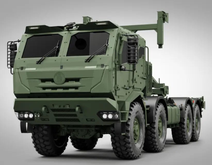 🇨🇿#Czechia: The new 3rd generation of Tatra Force will of course also have an optional armoured cab. Here is a render of the Tatra Force 8x8 in the hook loader version with the new armoured cab from Tatra Defence Vehicle (TDV). TDV manufactures cabs with ballistic protection up
