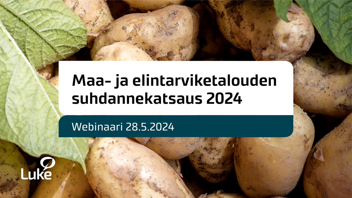 Miten Suomen maa- ja elintarviketaloudella menee? Joko markkinatilanne on vakiintumassa? Tule mukaan Maa- ja elintarviketalouden suhdannekatsaus 2024 -webinaariin ti 28.5. klo 9-11. Ilmoittaudu tilaisuuteen viimeistään 27.5. ➡️ lyyti.fi/reg/Maa_ja_eli… #maatalous #ruoka