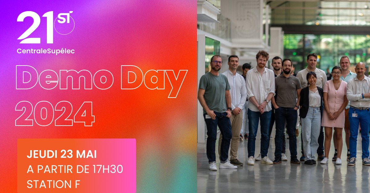 Vous êtes entrepreneur #deeptech? 50 places vous sont réservées 🚀 Rejoignez-nous au DemoDay by @centralesupelec le 23/05 à @joinstationf pour des talks inspirants et du networking ! Programme complet à découvrir 📋 : 21st.centralesupelec.com/nos-actualites… - en partenariat avec @21st_by_CS