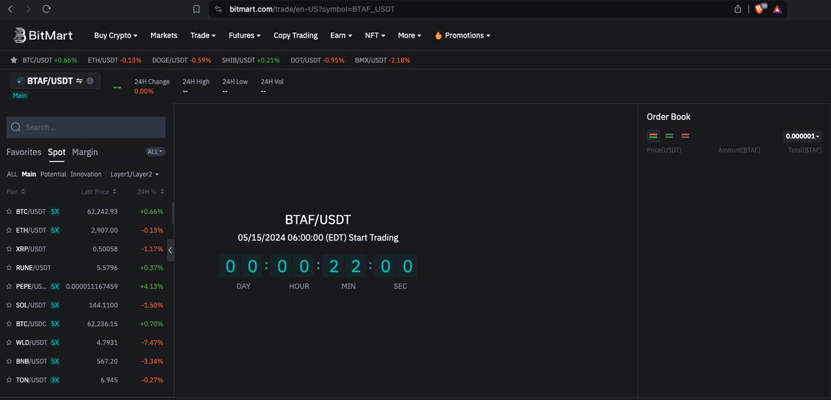 Just less than this to go... 👀 bitmart.com/trade/en-US?sy… #BTAF $BTAF #BTAFxBitMart