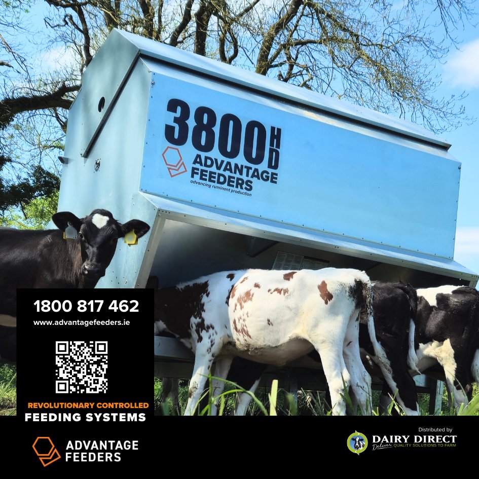 Great controlled feeding for calfs, beef and sheep with Advantage Feeders 
👍Minimal labour requirement
👍No feed waste
👍Equal access, no bullying
👍Controlled supplementary feeding
👍Develop a healthy rumen
Call 1800 817 462 or visit advantagefeeders.ie
#dairyfarmers