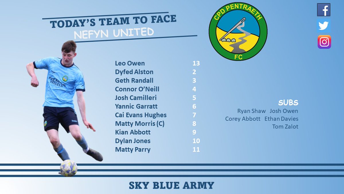 Our team to take on Nefyn 💪
#upthepentraeth #skybluearmy