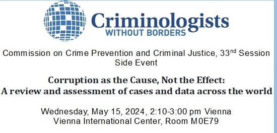 Great to participate in a session at UN Crime Commission meeting on "Corruption as a Cause, Not an Effect," with panelists from 3 countries. <a href="/UNODC/">UN Office on Drugs & Crime</a>  <a href="/CCPCJ/">CCPCJ</a> <a href="/Crim_WO_Borders/">Criminologists Without Borders</a>