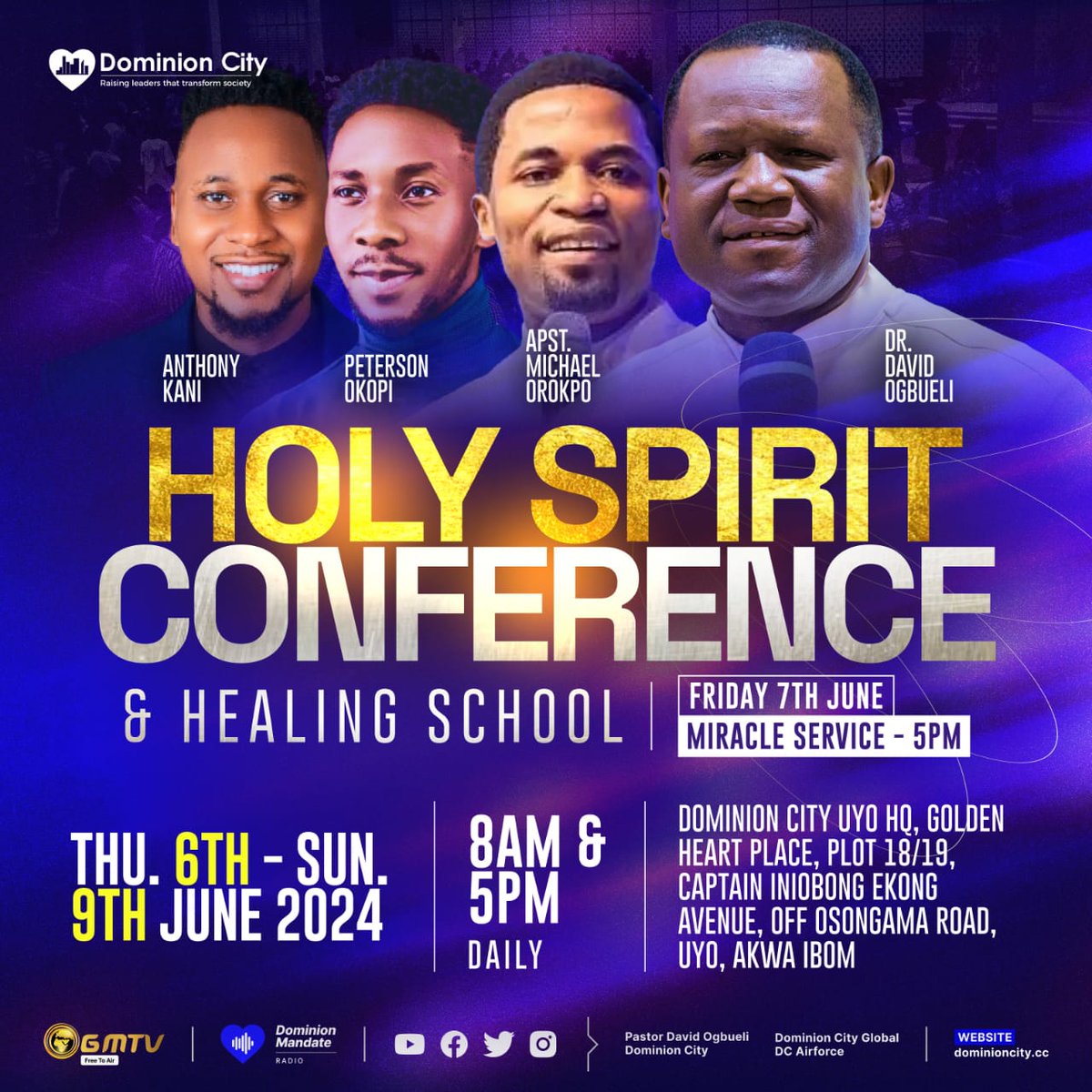 Holy Spirit Conference 2024 is loaded & packed for a never-to-forget experience with Healing School & Miracle Service.

Invite everyone you know as we anticipate a mighty demonstration of the outpouring & power of the Holy Spirit. 

#holyspiritconference #dominioncity