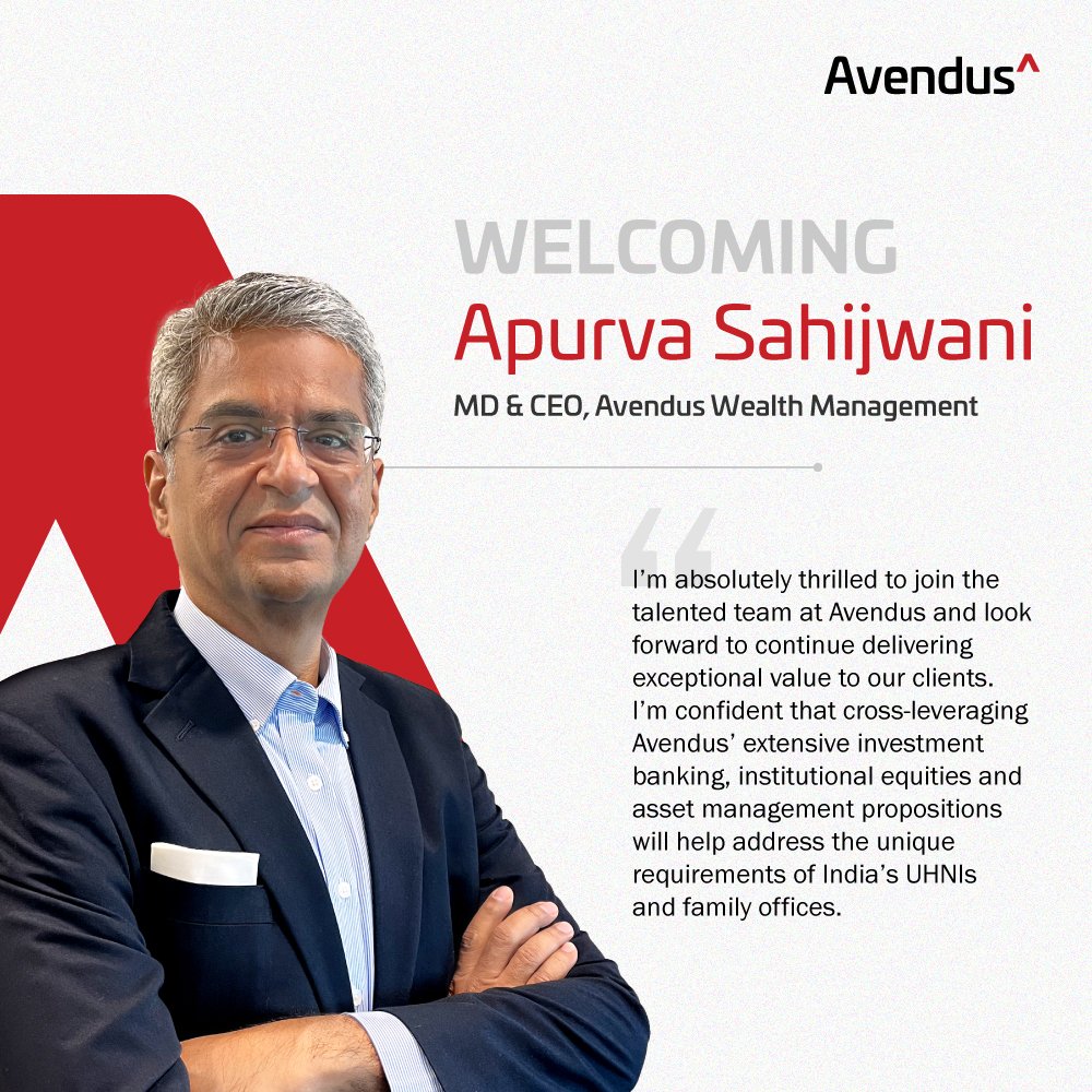 Avendus (@avendus) on Twitter photo Let's give a warm Avendus welcome to <a href="/ApurvaSahijwani/">Apurva Sahijwani</a> as he takes on the role of MD & CEO of our Wealth Management business. Apurva is an exceptional leader who combines people leadership with client centricity in a manner that is intrinsically Avendus👉bit.ly/3K3JX0C Let's give a warm Avendus welcome to <a href="/ApurvaSahijwani/">Apurva Sahijwani</a> as he takes on the role of MD & CEO of our Wealth Management business. Apurva is an exceptional leader who combines people leadership with client centricity in a manner that is intrinsically Avendus👉bit.ly/3K3JX0C