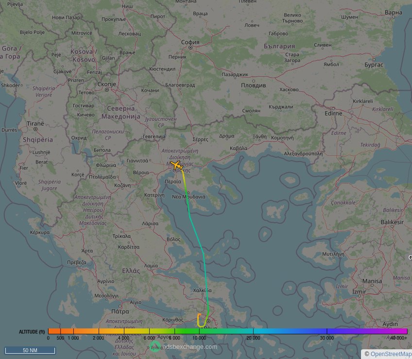 🇬🇷 Greek Air Force ✈️ GLF5 ( Gulfstream Aerospace GV ) (678, #4682A6) as flight #HAF352A was just spotted over 🇬🇷 Central Macedonia, #Greece at ☁️ 4450 ft.

🔴 Live tracking:
global.adsbexchange.com/?icao=4682A6

🖼️ by doppio.sh