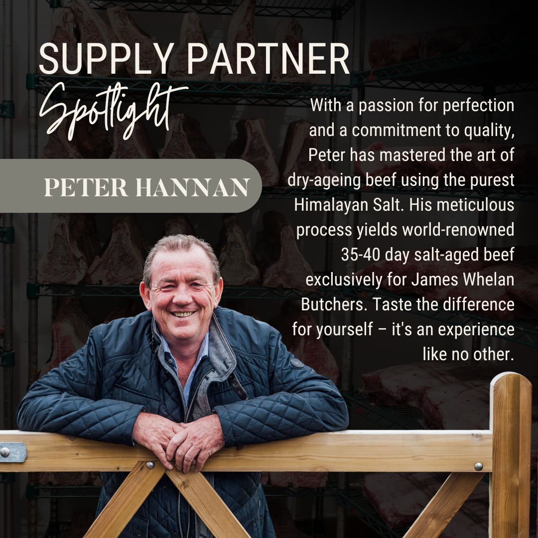 Meet Peter Hannan Our Salt-Ager Extraordinaire 🥩✨ Using Himalayan Salt, Peter Hannan has perfected a unique dry-aging process for beef, hand-selecting 35-40 day salt-aged cuts exclusively for James Whelan Butchers. Taste the extraordinary difference!