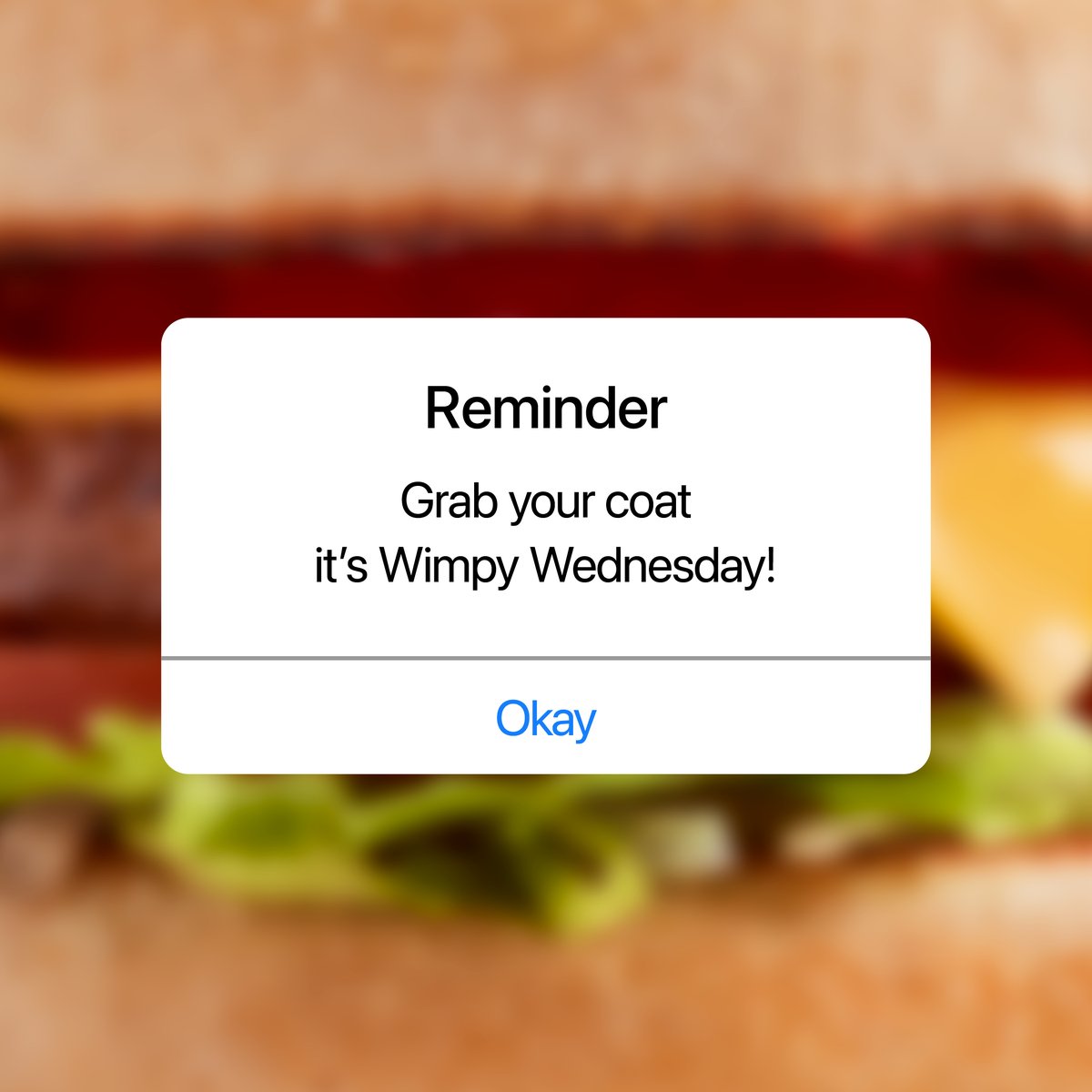 Reminder: Grab your coat it's Wimpy Wednesday! wimpy.uk.com/promotions/wim… *T&Cs apply #WimpyUK #HomeOfTheHamburger #WimpyBurger #WimpyMoment #ComeOnOverToOurPlace #WimpyWednesday
