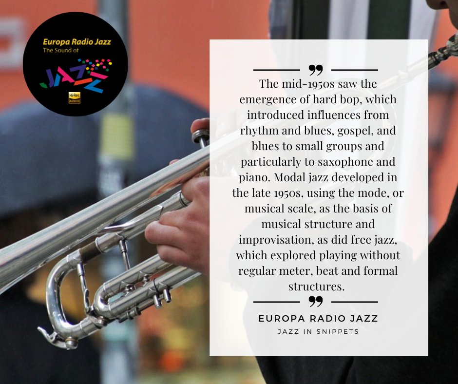 Every week on our Social Networks a brief history of Jazz with our 'Jazz in snippets'. Here below is today's jazz snippet for you. europaradiojazz.org (+iOS and Android Apps) #jazz #jazzmusic #jazzlovers #jazzradio #europaradiojazz