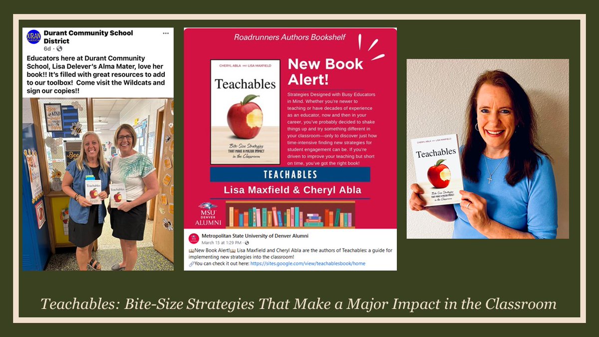 Huge thanks to my amazing alma maters, Durant Community Schools & @MSUDenverAlum @msudenver, for their incredible support! a.co/d/9v2ADLk #Teachables @cherylabla @dbc_inc @burgessdave @TaraMartinEDU #tlap #dbcincbooks #teaching #education #learning