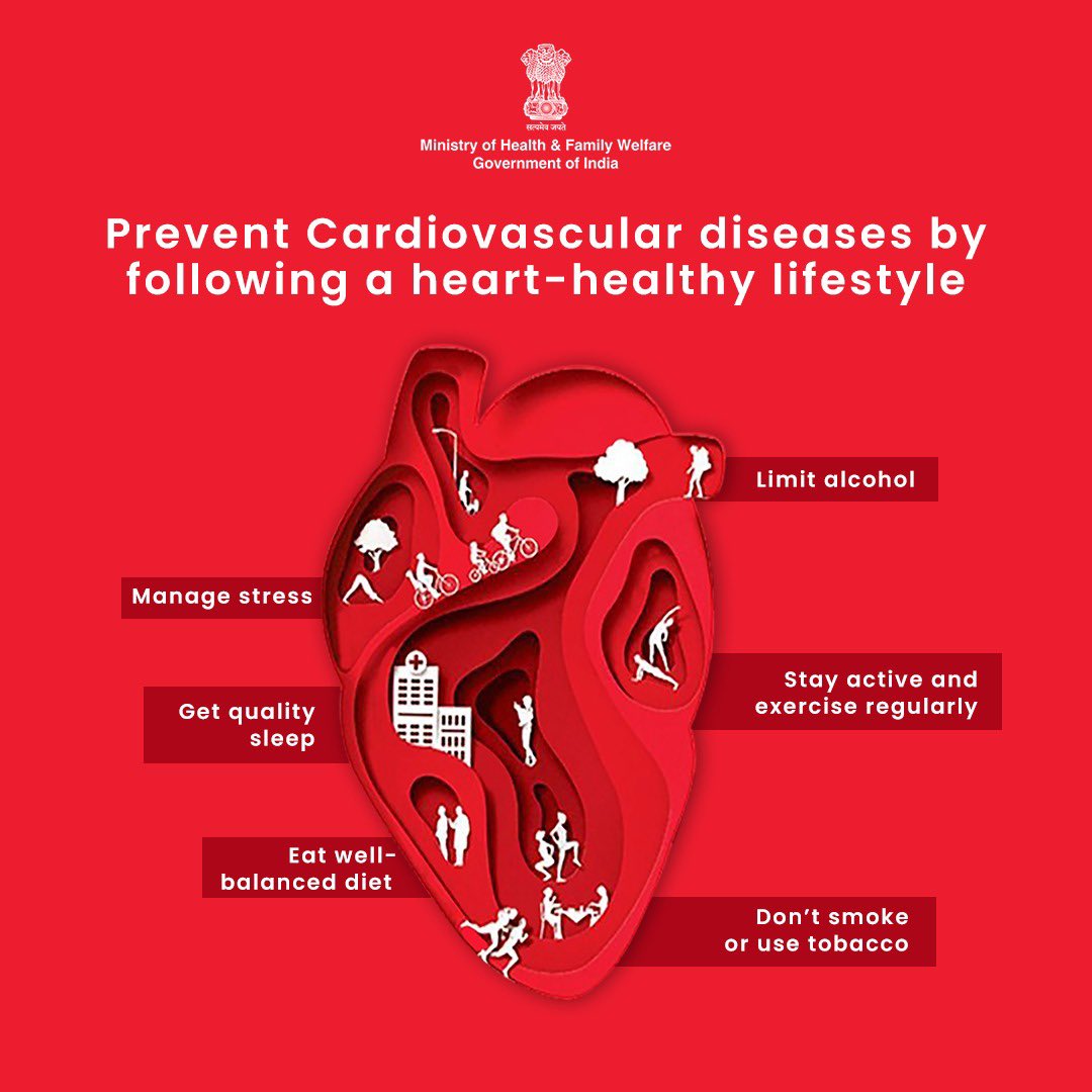 Small steps today can lead to stronger health tomorrow. Prioritize your Cardiovascular health.
.
.
#HeartHealth
@MoHFW_INDIA