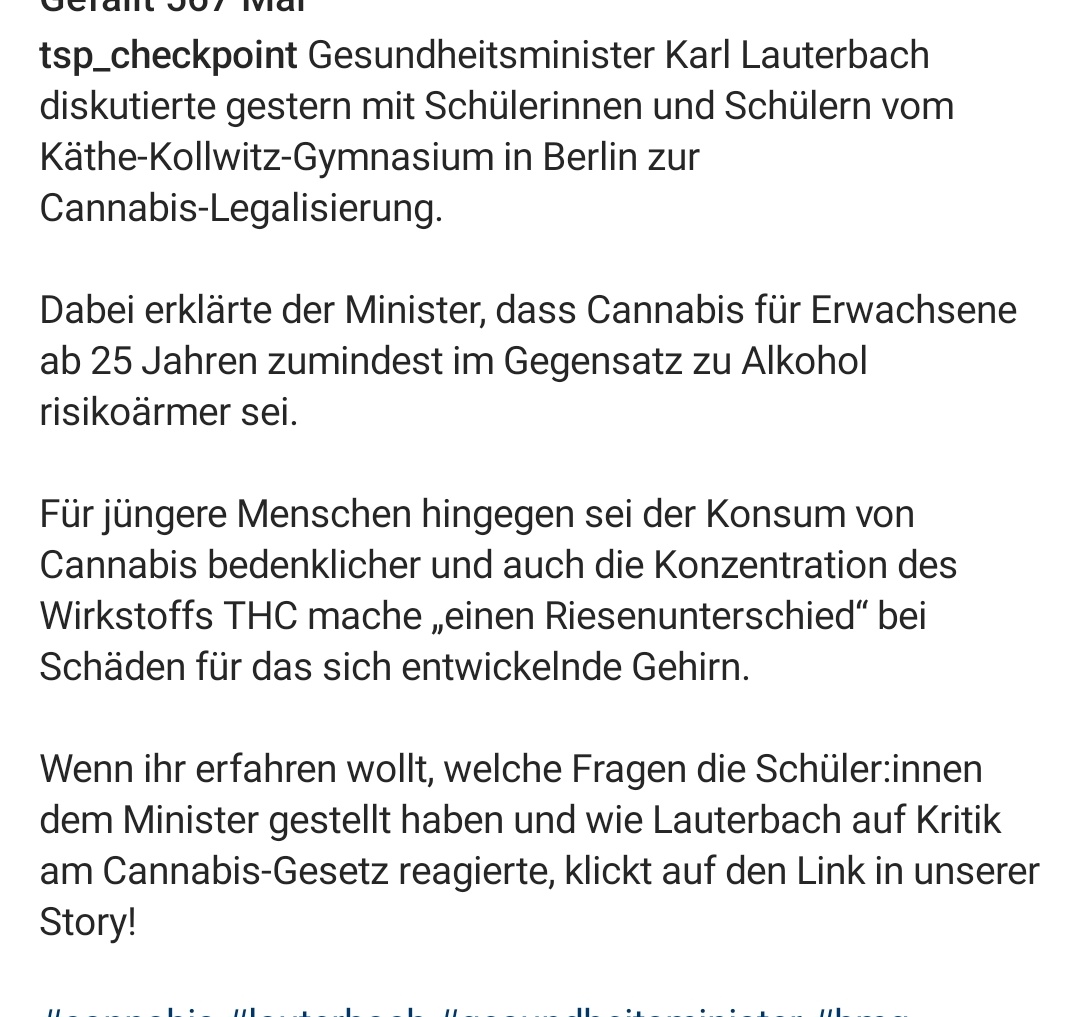 Warum ist @Karl_Lauterbach so ein antiwissenschaftlicher Schwurbler, wenn er Alkohol und Cannabis vergleicht?