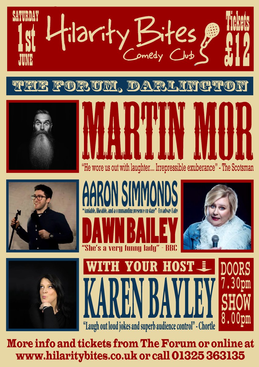 Hilarity Bites Comedy Club (@hilaritybites) on Twitter photo 🎤 Aaron Simmonds (<a href="/RollingComedian/">Aaron Simmonds</a>) brings his sharply-observed comedy to The Forum Music Centre in Darlington on Saturday 1st June
🎟️ Tickets for this show are £12 each, which are available from our website or from the venue directly
ℹ️ hilaritybites.co.uk/show/darlingto… 🎤 Aaron Simmonds (<a href="/RollingComedian/">Aaron Simmonds</a>) brings his sharply-observed comedy to The Forum Music Centre in Darlington on Saturday 1st June
🎟️ Tickets for this show are £12 each, which are available from our website or from the venue directly
ℹ️ hilaritybites.co.uk/show/darlingto…