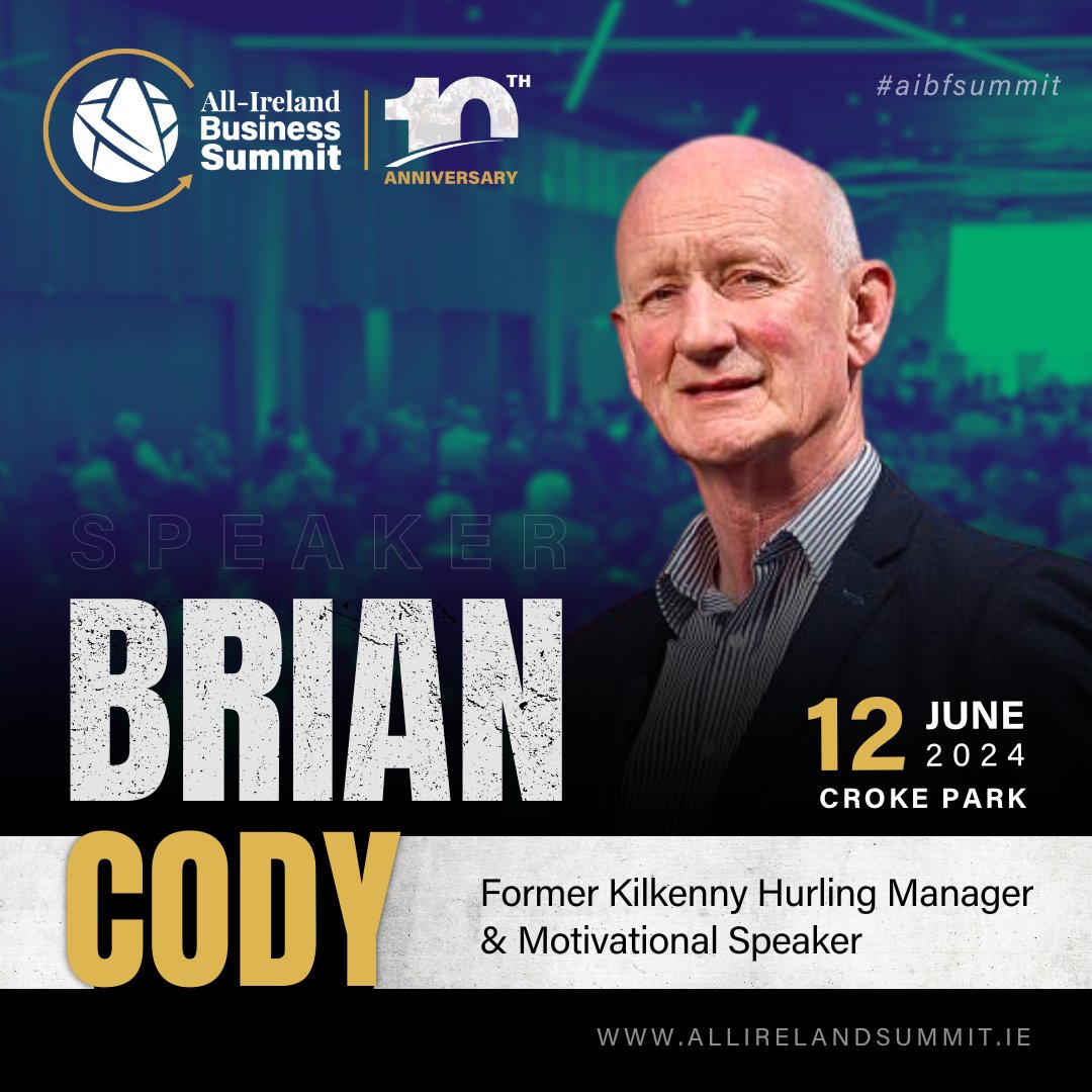 We’re delighted to reveal that 11-time All-Ireland winning manager Brian Cody will be joining us as a keynote speaker at the All-Ireland Business Summit on June 12th! Register now: allirelandsummit.com/tickets/ 🎟️ #AIBFSummit #BusinessAllStars