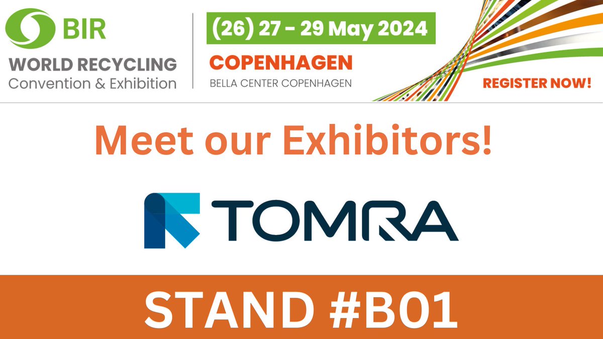 🌟TOMRA SORTING GMBH will be joining us as #exhibitors at #BIRCopenhagen2024! 🌍 With their sensor-based sorting solutions and #innovative #recyclingtechnologies, they are revolutionising the #recyclingindustry.

🔄#connect with them at the convention! 👉bir.org/bir-copenhagen…