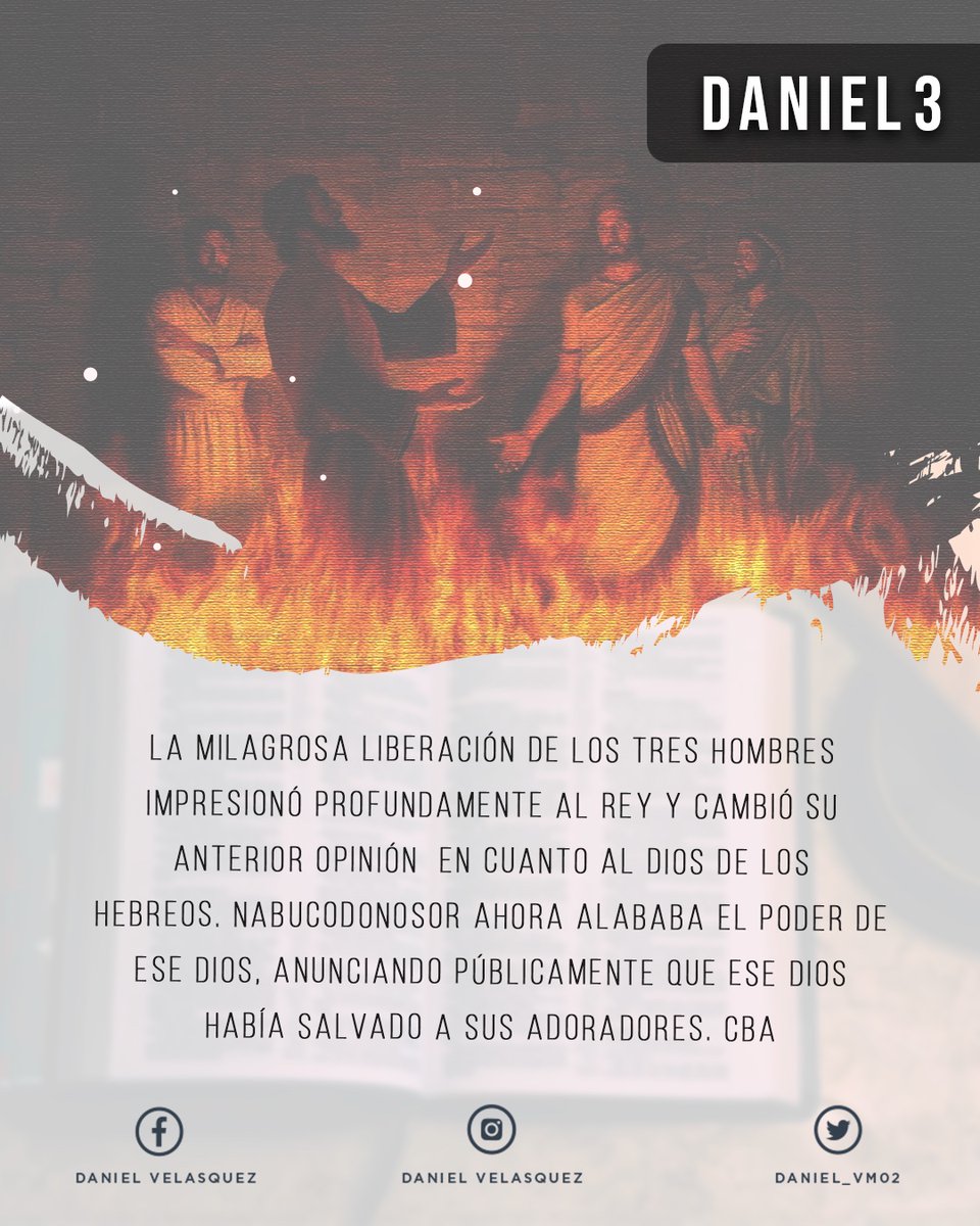 #RPSP #Daniel3
28 .....: Bendito sea el Dios de ellos, de Sadrac, Mesac y Abed- nego, que envió su ángel y libró a sus siervos que confiaron en él, y que no cumplieron el edicto del rey, y entregaron sus cuerpos antes que servir ...
@adventistasups
@adventistas_mlt
#RPSP #Daniel3