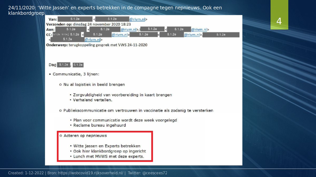 De 'Witte Jassen' werden ook wel de 'Key Opinion Formers' genoemd. Zij moesten het publieke debat manipuleren en konden dit vanwege hun palmares. 'Trust the experts' Maar die zaten samen met de media volledig in de zak van de inlichtingendiensten. /