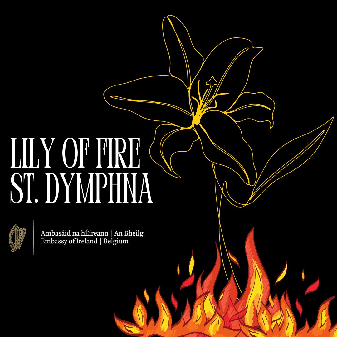 15 May is #StDymphna's feast day. AKA the 'Lily of Fire', she found refuge in Belgium after fleeing 🇮🇪. Her father, a pagan king, found her in Geel & demanded her to marry him, she refused & was killed by the king. 🔥 Her relics can be visited in St Dymphna's Church Geel today.