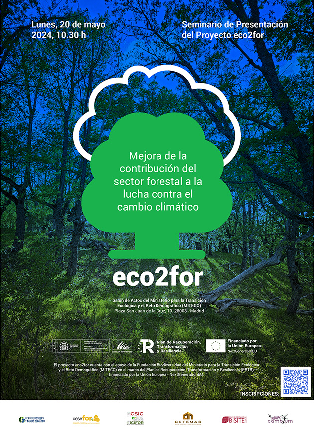 📢 @eco2for_fb se presenta el lunes en Madrid en un evento que también abordará la situación de la cadena de valor de los sumideros forestales de carbono Toma nota: 🗓️20 mayo | 10:30h. 📍Sede MITECO Inscripciones: bit.ly/3UXURv5 #ProyectosPRTR y #PlanDeRecuperación