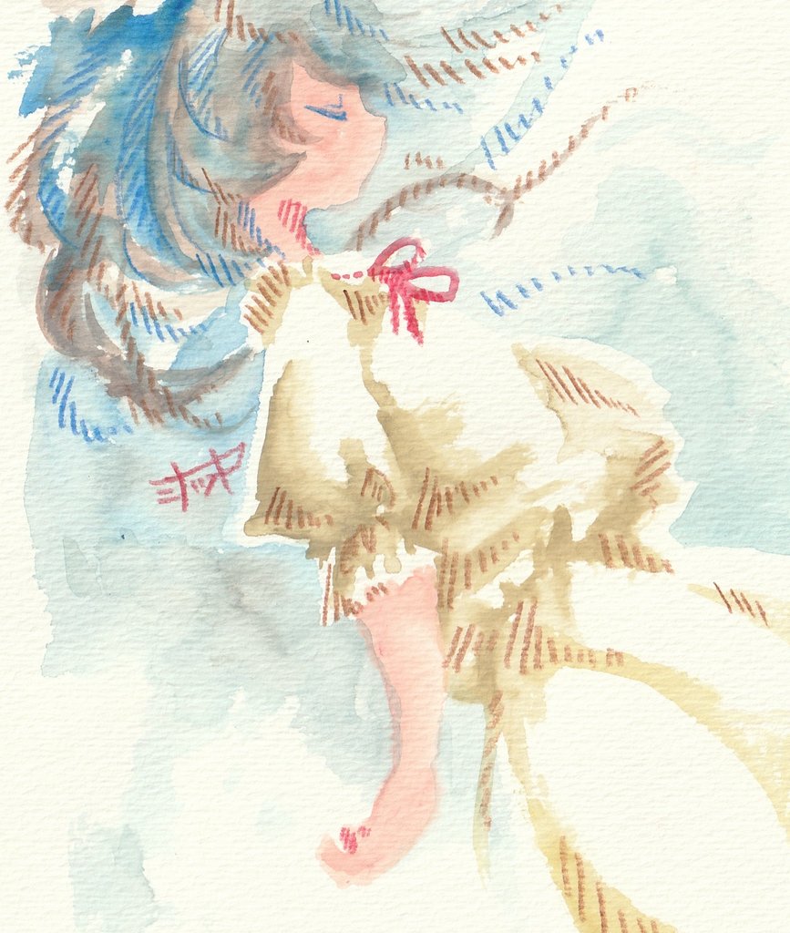 cirno 1girl solo long hair dress bow ribbon blue hair  illustration images