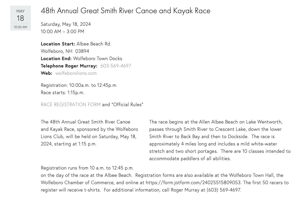 May 18th 48th Annual Great Smith River Canoe and Kayak Race