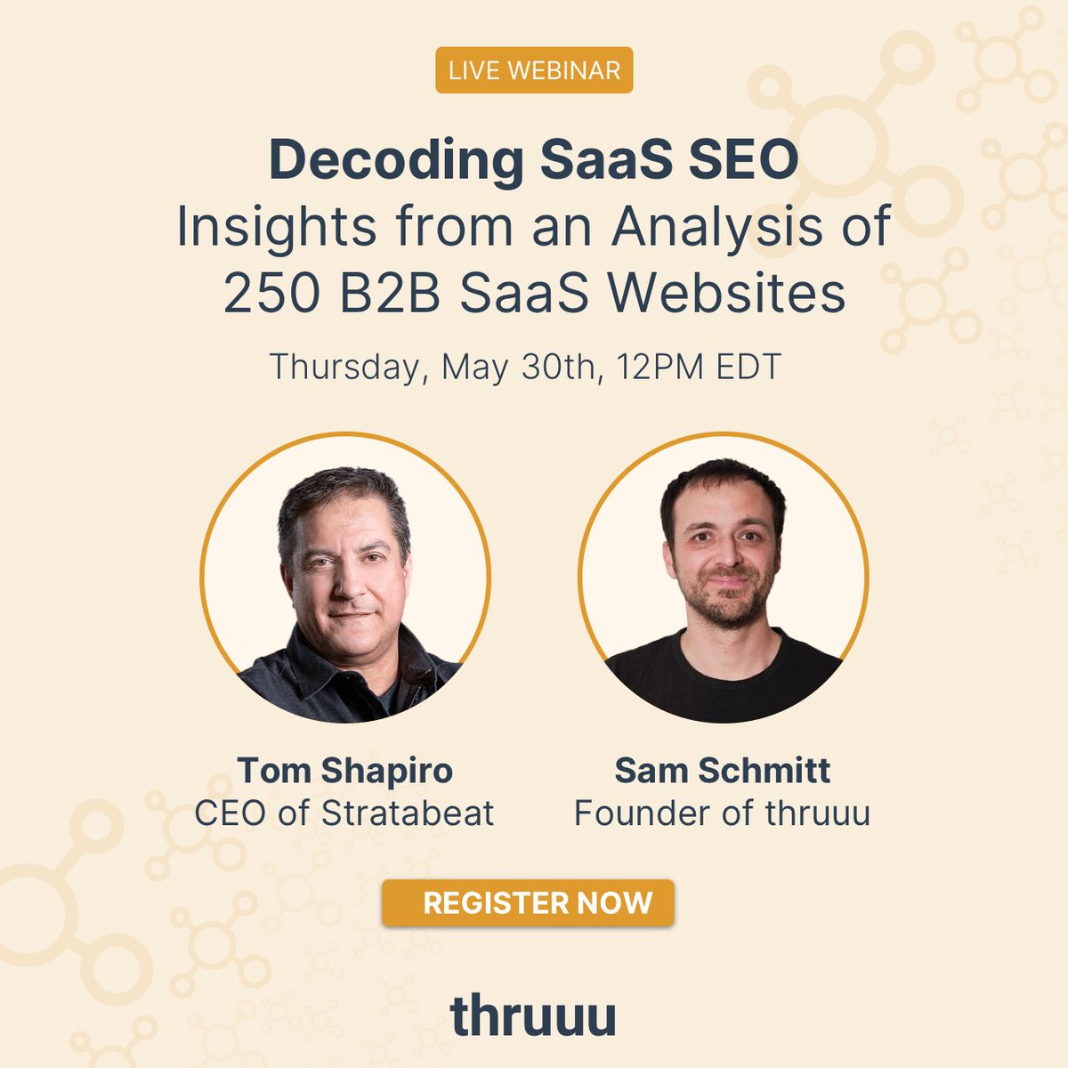 Let's decode SaaS SEO together 🚀 Join us on May 30th 👇 I'm really excited to host this webinar with my friend @TomShapiro 🙌 Tom and his team just did an incredible work. ➡️ They analyzed the SEO strategy of 250 SaaS. Yes!! 250!! During this webinar, we will share with