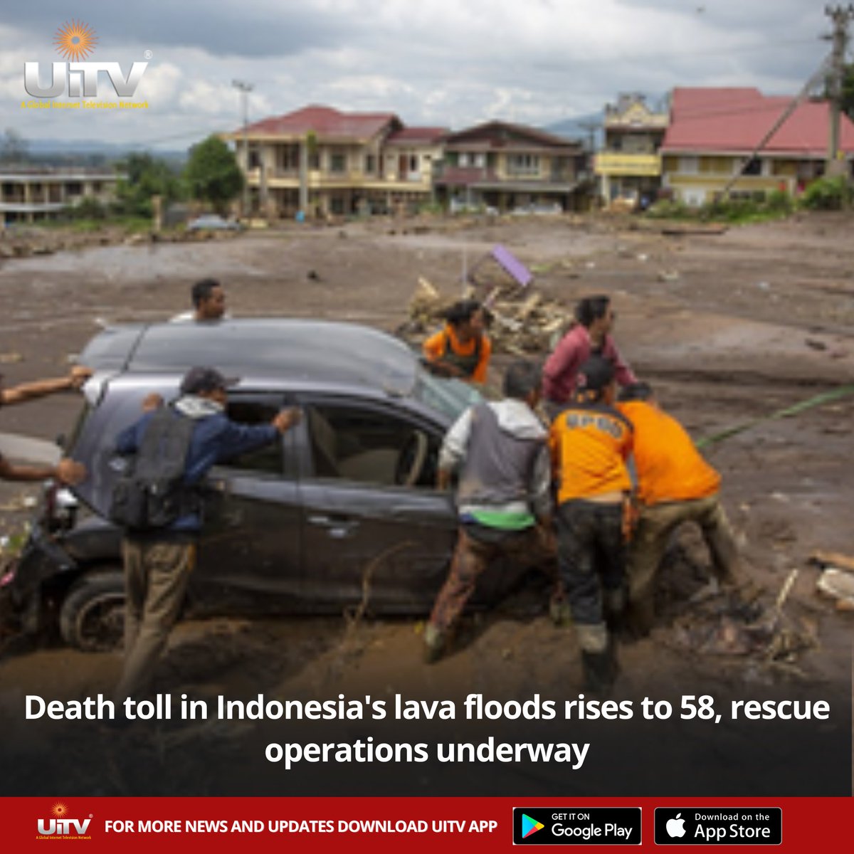 Our hearts go out to the victims of Indonesia's devastating lava floods. 😔 The death toll has risen to 58, and rescue operations are underway to save lives. 🕊️ #IndonesiaFloods #PrayForIndonesia #RescueOperations 🇮🇩❤️