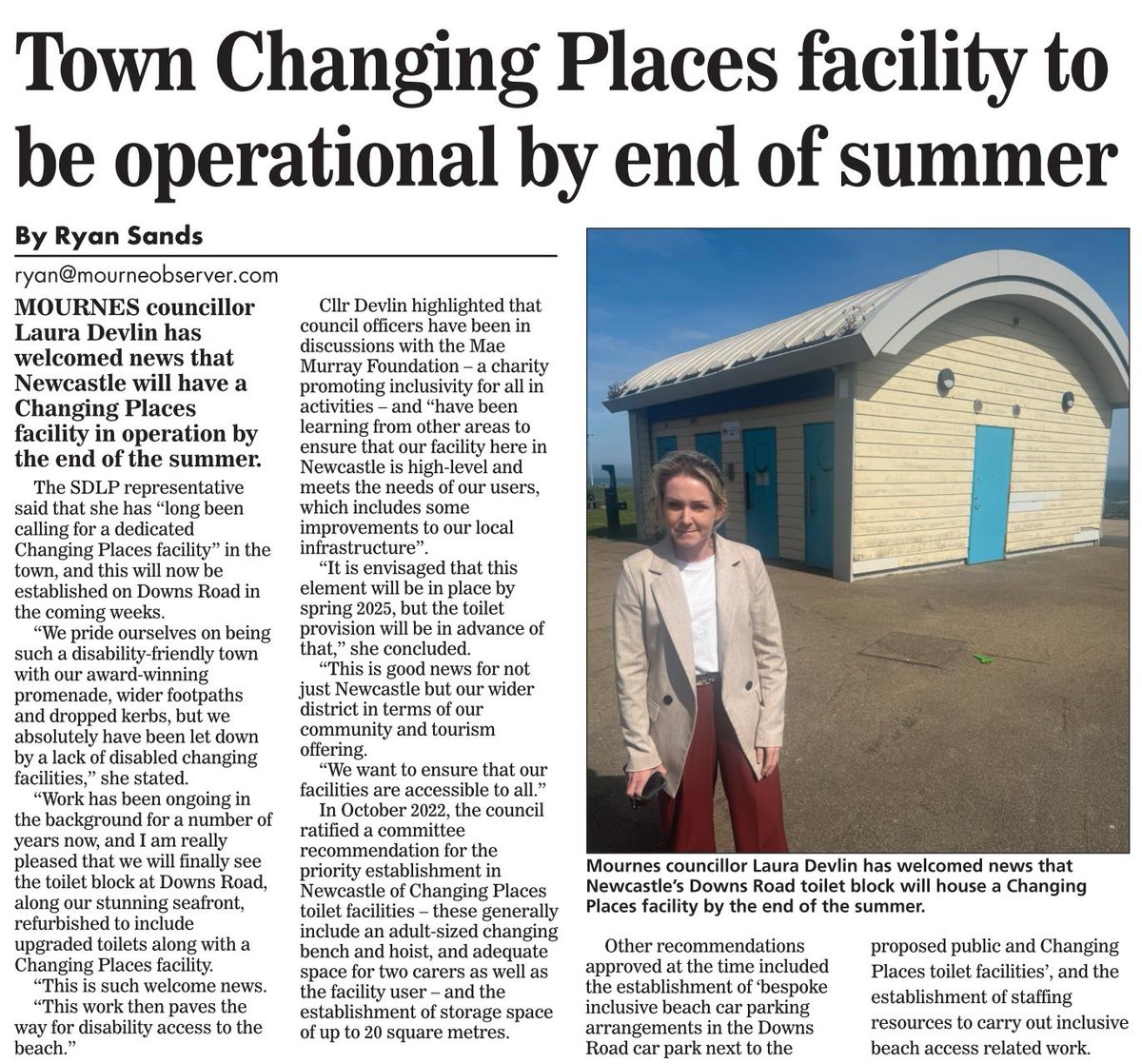 🚾#ChangingPlaces toilets Newcastle will be open by the end of the Summer! The installation of this will also pave the way for new disability access to the beach. Well done @LauraDevlinSDLP on getting this delivered! 🐚 @SDLPLive | @Chris_McClem | @KylaHollywood | @castleDD