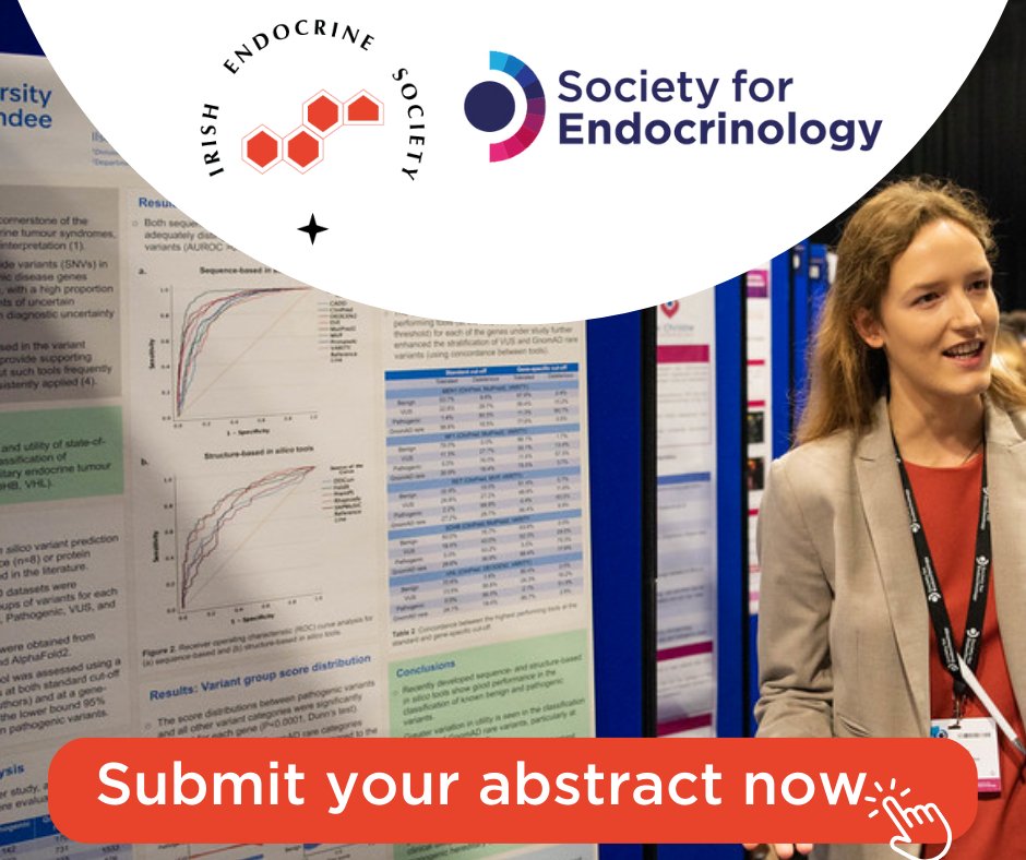 Less than one week until abstract submissions close for the Joint Irish-UK Endocrine Meeting! Share your research with over 600 professionals, gain crucial feedback & network with the brightest minds from the UK and Ireland. Submit now👉ow.ly/S6JQ50RGN9t @IrishEndocrine